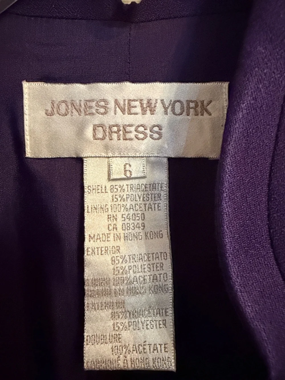 JONES NEW YORK DRESS Women's Purple Size 6 Vintage Full Button Up Maxi Dress - Picture 4 of 7